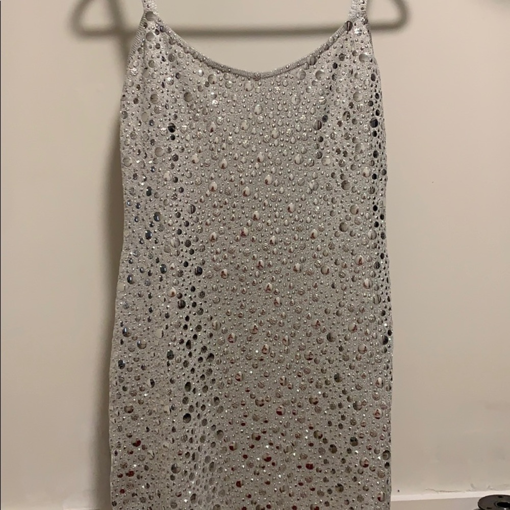 St. John Evening Silver Embellished Dress Size 8